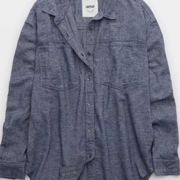 Aerie Anytime Fave Twill Shirt - 100% Cotton (Size M) - Picture 3 of 13